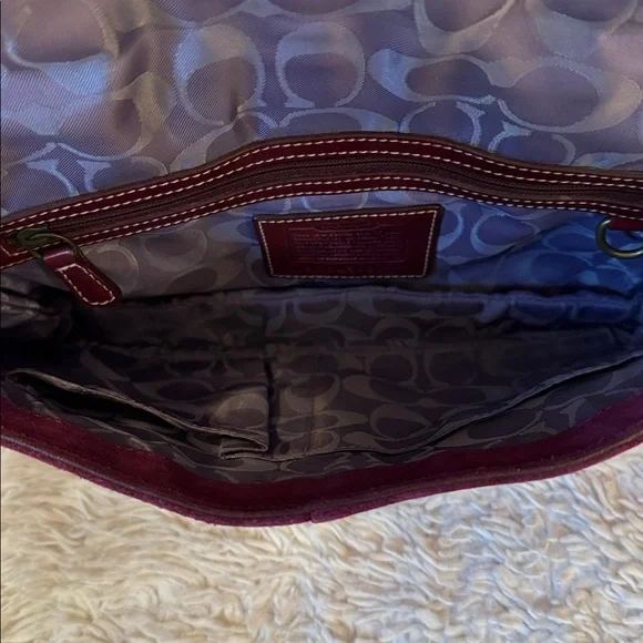 👜Vintage Y2K Coach Burgundy Suede &Leather shoulder bag(9664)